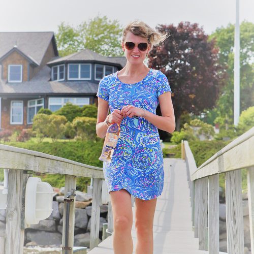 Liana walking on the Nantucket Docks..